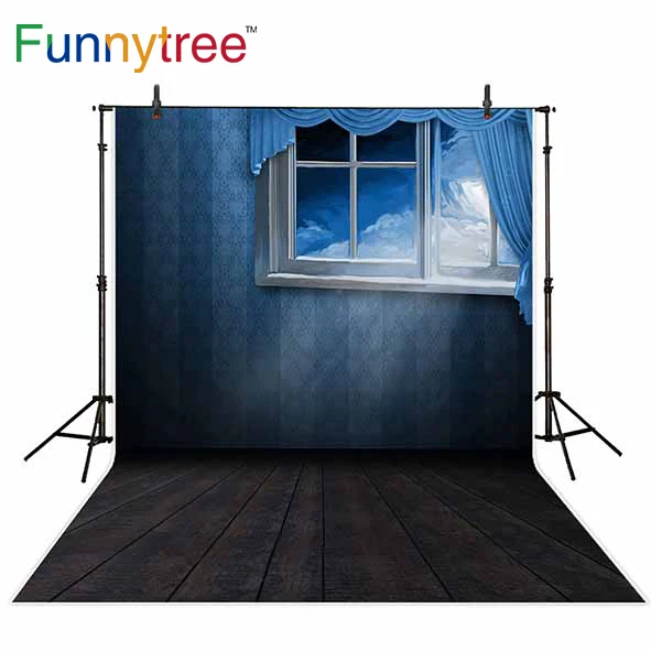 Фотофон Funnytree для фотостудии с окном в комнате картина маслом деревянный пол