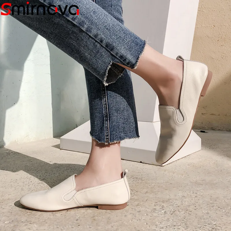 

Smirnova 2020 new flats shoes women round toe genuine leather shoes solid colors female shoes loafers women flats