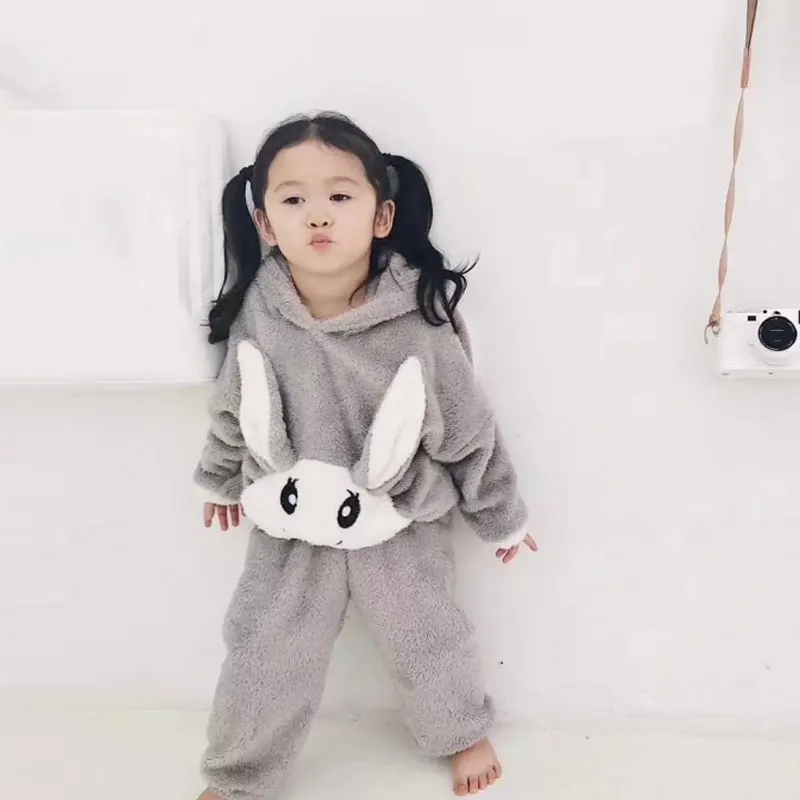 

Cartoon Boy's Girls Pajamas Sets Plush Warm Toddler Girl Sleepwear Clothes Baby Pants Kids Nightie Cloths Homewear