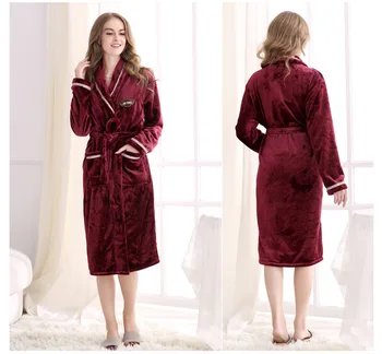 

Long Bathrobe Home Wear Clothes Dressing Gown Women's Bathrobe Coat Female Flannel Nightdress Women Warm Bath Robes