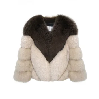 

New Fashion High Imitation Fox Fur Coat Female Mosaic Short Faux fur Overcoat Women Winter Clothes