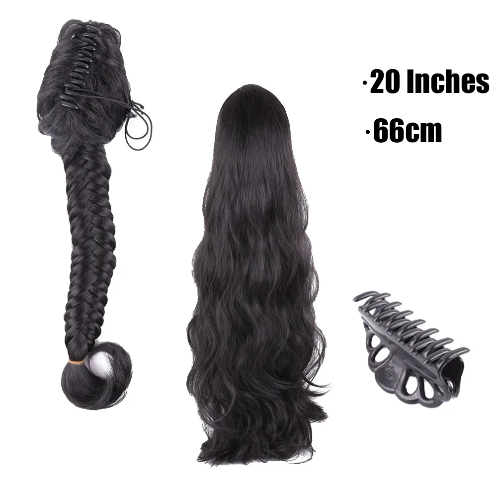 Soft Black 1b Synthetic Plait Claw Clip Ponytail Hair Extensions