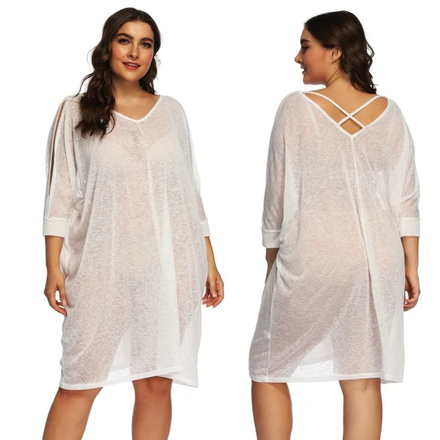 Popular Plus Size Women Sexy Swimsuit Cover Up Popular Beach Dress Beach Cover Lady Sun Care Pareo Sarongs Bikini Tunic