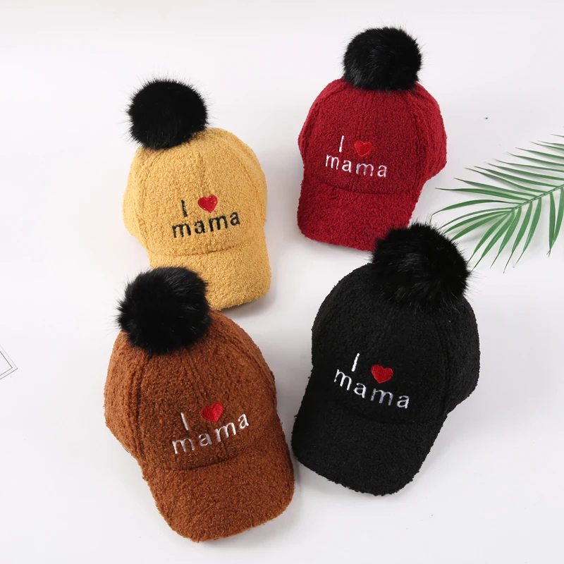 Мода I love Mam шляпа малыш толстые теплые Бейсбол Кепки Snapback капот осень зима модные