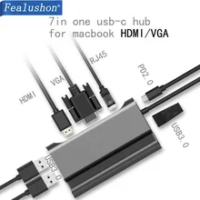 USB C док-станция для ноутбука USB 3,0 HDMI VGA RJ45 PD usb-хаб для ноутбука Macbook Pro hp DELL Surface lenovo samsung Dock