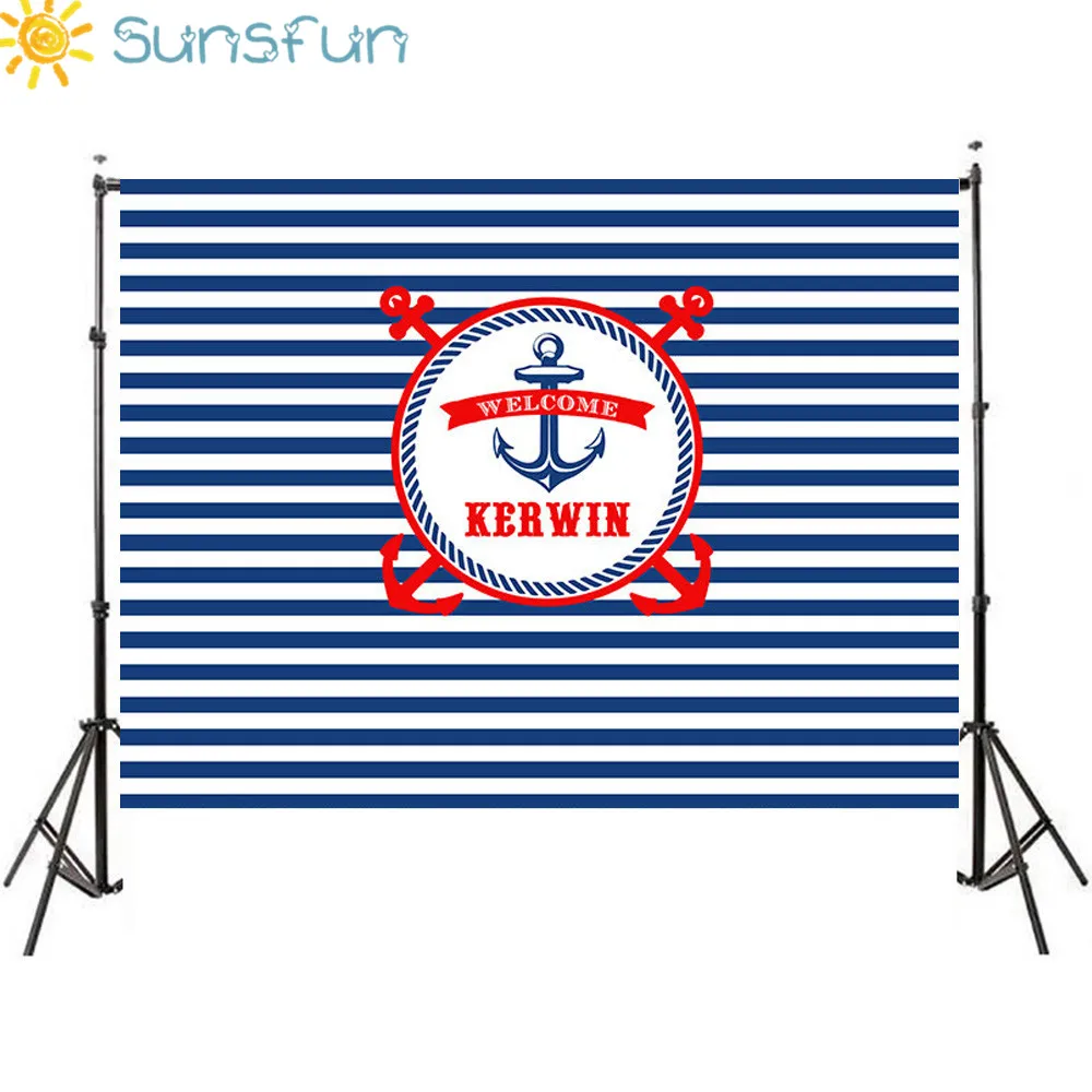 Sunsfun 7x5 футов морской якорь тема вечерние в полоску фон для фотостудии Профессиональный дизайн 220x150 см