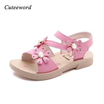 

Girls Sandals 2020 Summer Children's Shoes Student Girl Child Princess Beach Sandals Flowers Kids Open Toe Casual Leather Shoes