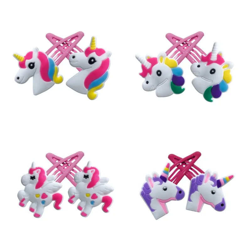 

5pairs/10pcs Unicorns Stylish PVC Hairpins Hair Clips Cute Animals Hair Accessories for Girls DIY Headwear Kids Birthday Gifts