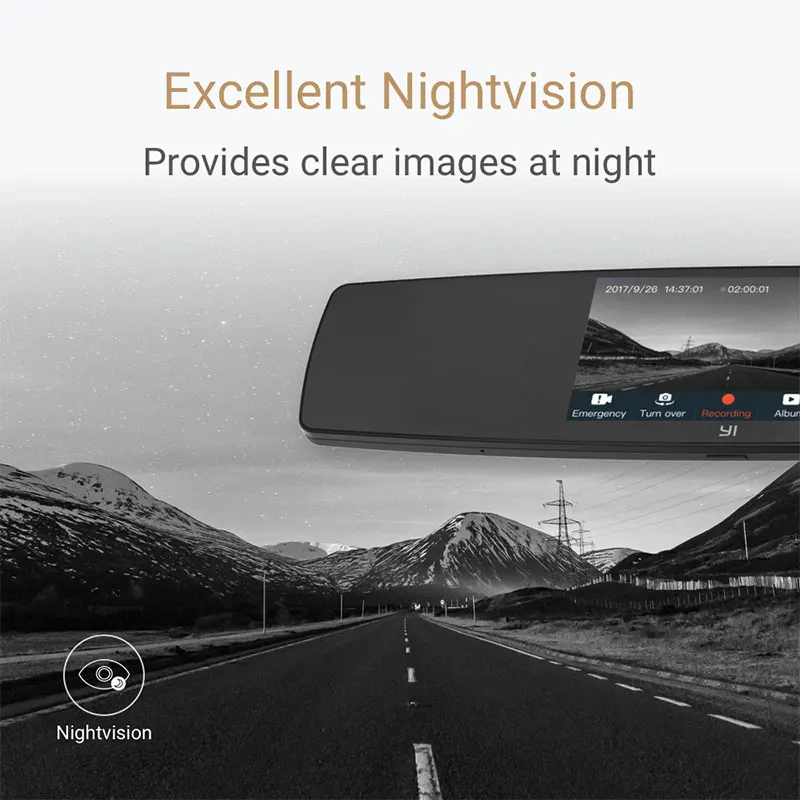 YI Mirror Dash Cam Dual Dashboard Camera Recorder Touch Screen Front Rear View HD Camera G Sensor Night Vision Parking Monitor