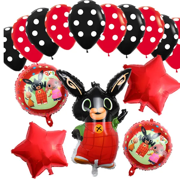 

15pcs 86*60cm Bing Bunny Foil Balloon Cartoon Rabbit Balloons 12inch red black Dot Latex Balloon Birthday Party Decor Supplies T