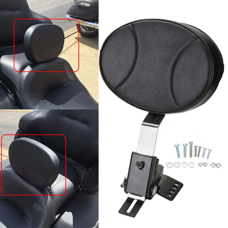 

Black Adjustable Plug In Driver Rider Seat Backrest Pad Kit For Harley Touring Electra Road Street Glide Road King 1997-2016