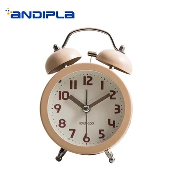 

Modern Alarm Clock Metal Solid Color Digital 12 Hours Table Clocks Time Watch Bedroom Mini Decor Adornment Crafts Miniatures