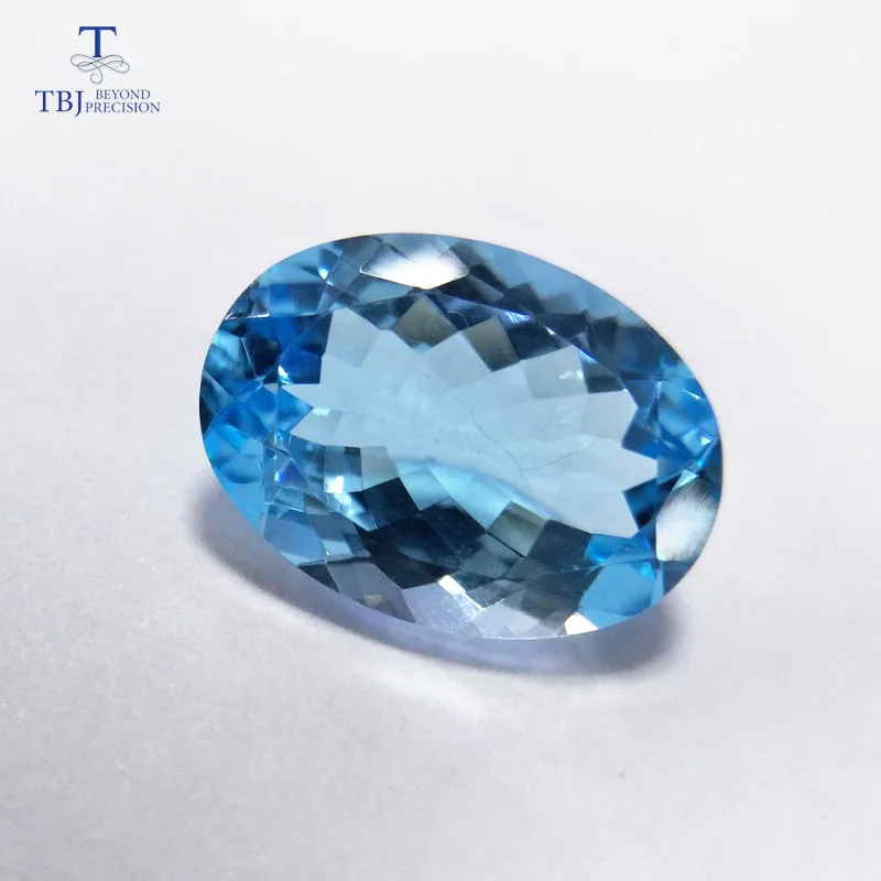 Tbj natural sky topaz ov13*18 ard 13.9ct for silver or gold jewelry mounting 100% natural sky topaz loose gemstones