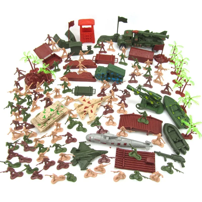 

130 Pcs Soldier Model sandbox game Military Plastic Toy Army Men Figures & Accessories Playset Kit Gift Model Toy For Kids Boy