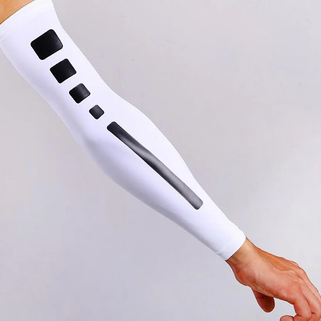 

Men Sports Basketball Shooting Cycling Compression Arm Sleeve Elbow Protector Pad Pads Support Brace Arm Warmers White
