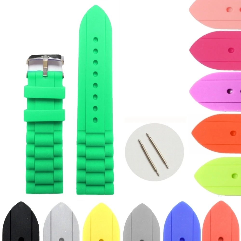 

24mm Special Cyan Silicone Jelly Rubber Unisex Watch Band Straps WB1002W24JB