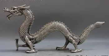 

9 Chinese Royal White Copper Silver Zodiac Year Wealth Dragon Loong Beast Statue