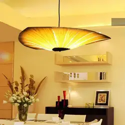 Китайский стиль деревянный лампы шпон бамбука Гостиная Подвесные светильники ресторан лампа столовая огни