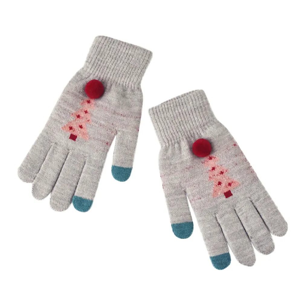 Зимние теплые женские вязаные варежки для девочек, тянущиеся подарочные перчатки Oct.15