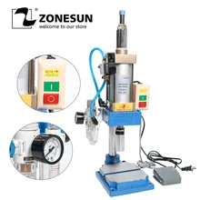ZONESUN пневматический пресс пробивая печатная машина логотипа торговой марки букв печати штампов выбивая пресс сила регулируемая
