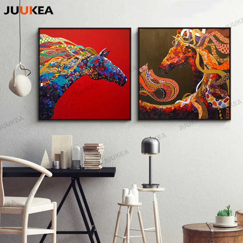 Vintage Abstract Horse Canvas Print Painting Poster classic Art Wall