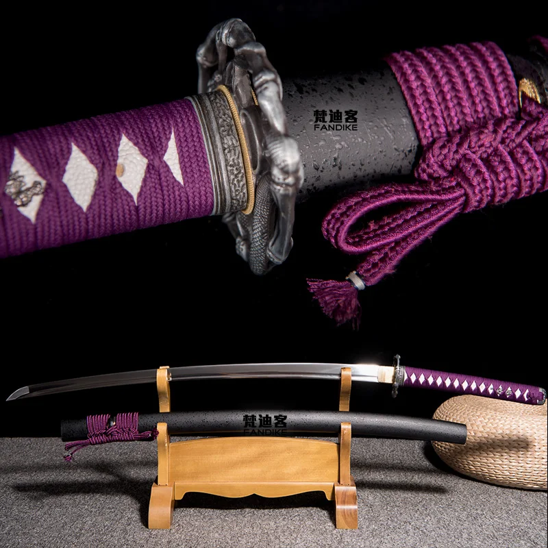

Handmade 1060 High Carbon Steel Gold Japanese Samurai Katana Sword Sharp cut bamboo FULL TANG CARBON STEEL BLADE SHARP