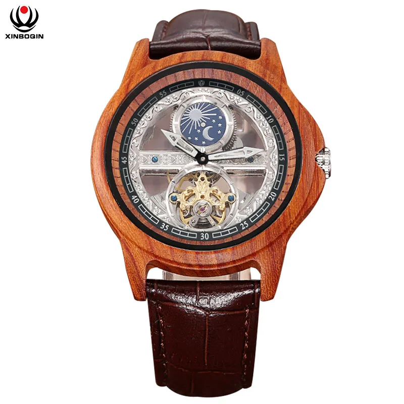 

XINBOQIN Wooden Watch Male Luminous Hands Men's Watches Casual Fashion Water Resistant Automatic Mechanical Wristwatches For Man