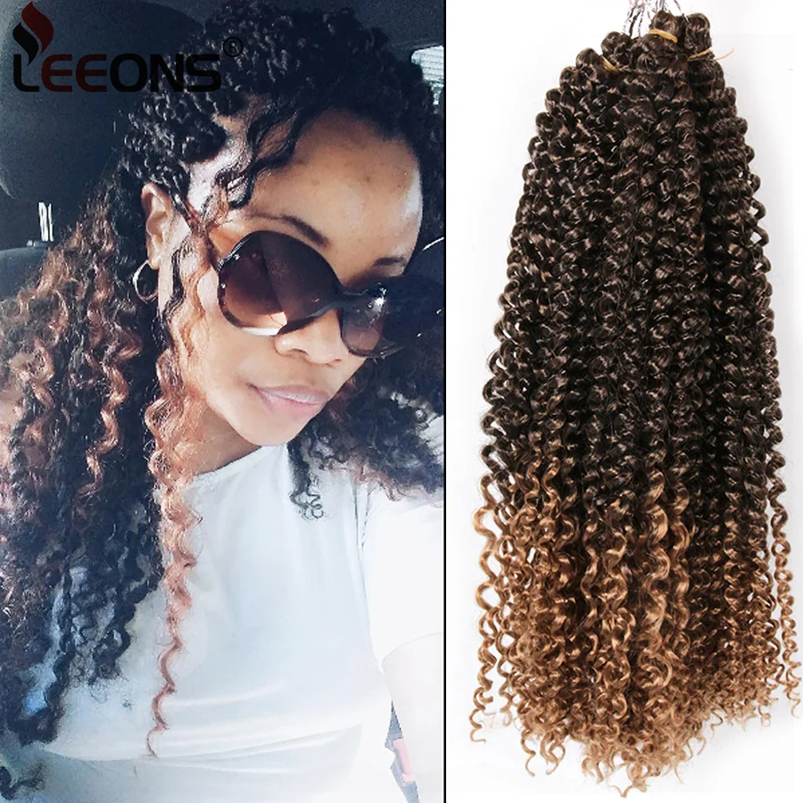 

Leeons 18" Long Passion Twist Fluffy Synthetic Crochet Braid Hair Extension Ombre Braiding Hair Bohemian Crochet Hair 30Strands