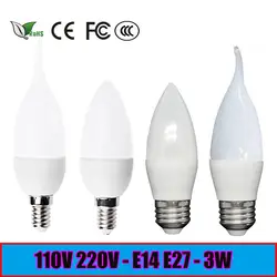 Litwod Z90 огни 2835SMD светодиодный лампа-свеча высокое Яркость 3 W E27 E14 AC220V 110 V холодный белый/теплый белый светодиодный лампы