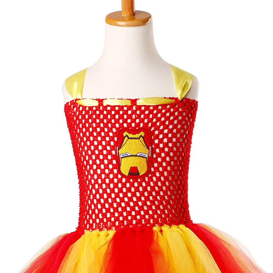 Girls Halloween Iron Man Tutu Dress Children Superhero Cartoon Tulle Costume (11)