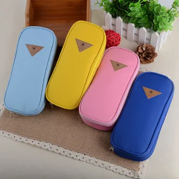 

Solid Color Pencil Case High Capacity Pen Case Simple Design Pencil Bag Canvas Stationary Box Pens Pouch Organizer Eraser Holder