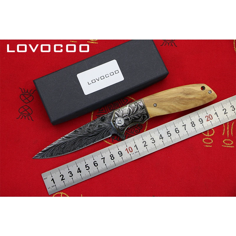 LOVOCOO CM77 Новое поступление 9cr18mov лезвие сталь + деревянная ручка Флиппер складной