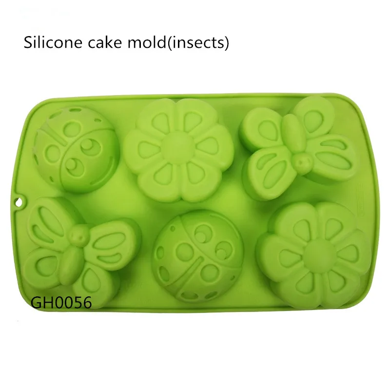 6 полости насекомого силикона ручной работы DIY торт для печенья и пудинга Jello