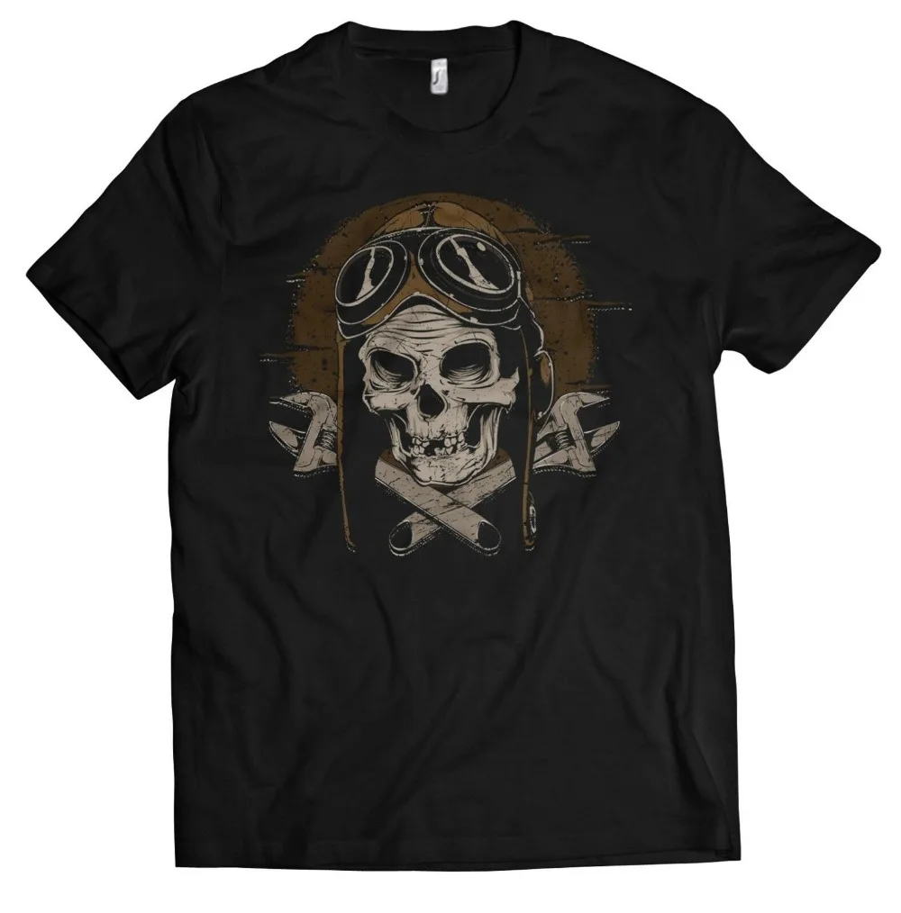 

Skull Biker Chopper Motorcycle Old School Screwdriver Skull Man 2019 Designs Men's Summer Stranger Things Political T Shirts