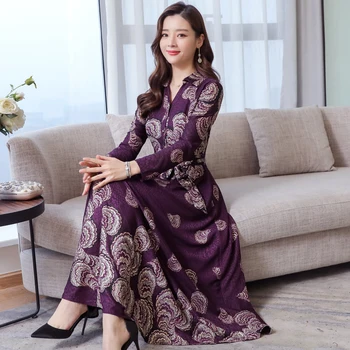 

Large sizeM-3XL women's Dress 2019new fashion retro dress temperament with high quality and elegant slim Red purple blue Vestido