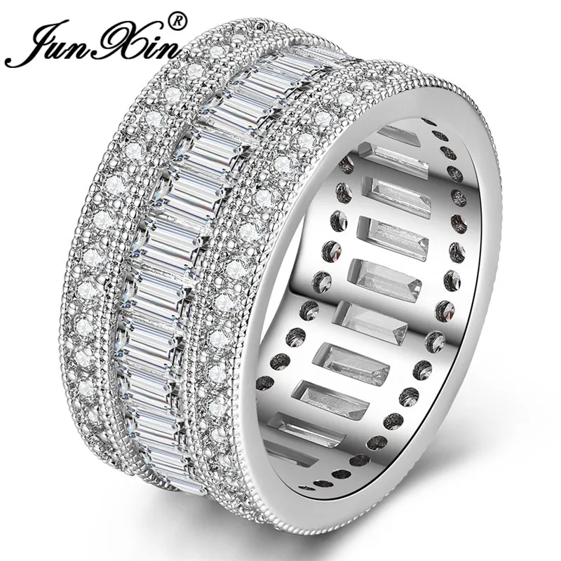 JUNXIN белый кристалл обручальные кольца для женщин 925 Серебро Цвет Женский Винтаж AAA Циркон CZ Обручальные мода ювелирные изделия