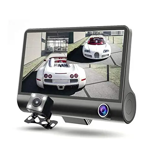 AXZONE DVR 3 камеры объектив Автомобильный видеорегистратор передний/внутренний/задний 4,0 дюймов видеорегистратор Full HD 1080P видеорегистратор авто регистратор dvr видеорегистратор - Название цвета: Black