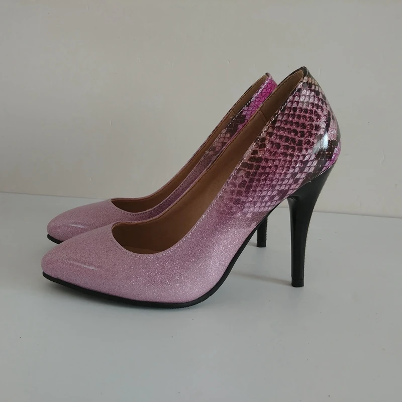 REAVE CAT/женские туфли-лодочки; модные тонкие туфли на высоком каблуке с градиентом; женские свадебные туфли из лакированной кожи со змеиным принтом; A465
