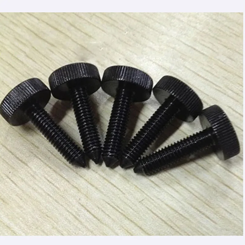 4PCS Thumb Screw Flat head Knurled Screws Sharp tail Black