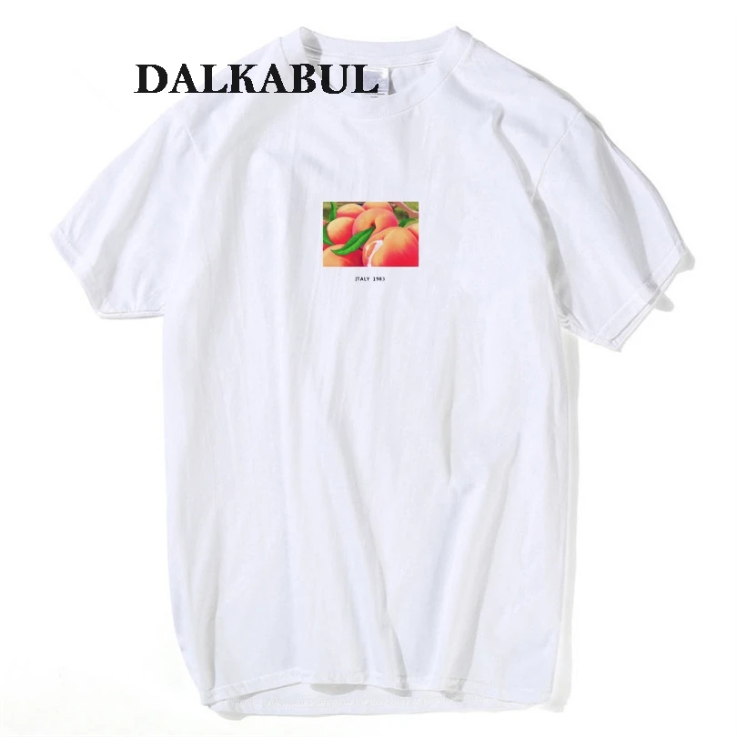 

Film Call Me By Your Name Peach T shirt Men Cotton Funny Tees ITALY 1983 Peach T-shirt 100% Short Sleeve Hip Hop Tops