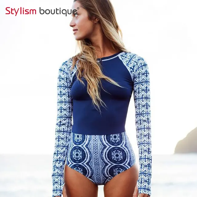 Cheap 2018 Patchwork Rash Guard Surfing Swimwear Women Long Sleeve One Piece Swimsuit Ethnic Rashguard Swimming Suit for Women Cheap 2018 Patchwork Rash Guard Surfing Swimwear Women Long Sleeve One Piece Swimsuit Ethnic Rashguard Swimming Suit for Women