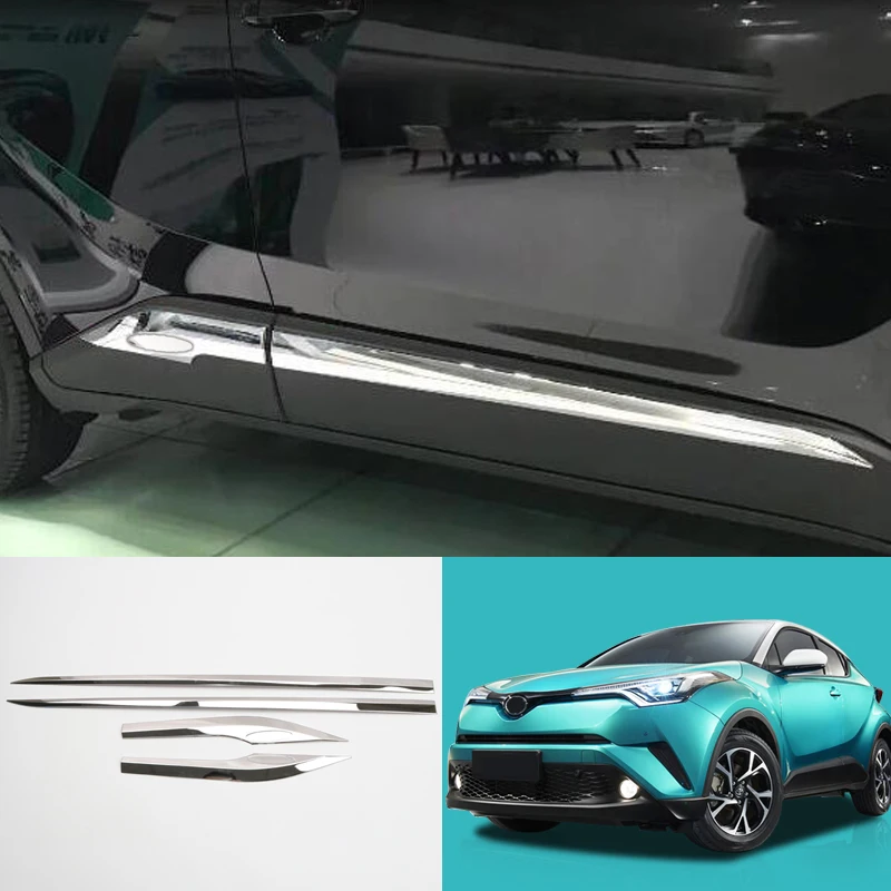 

For Toyota C-HR CHR 2016 2017 2018 Side Door Body Panel Molding Strip Trim Stainless Steel 4 Pieces Chrome