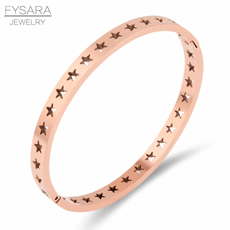 Модные золотые браслеты FYSARA из нержавеющей стали для женщин объемные полые с