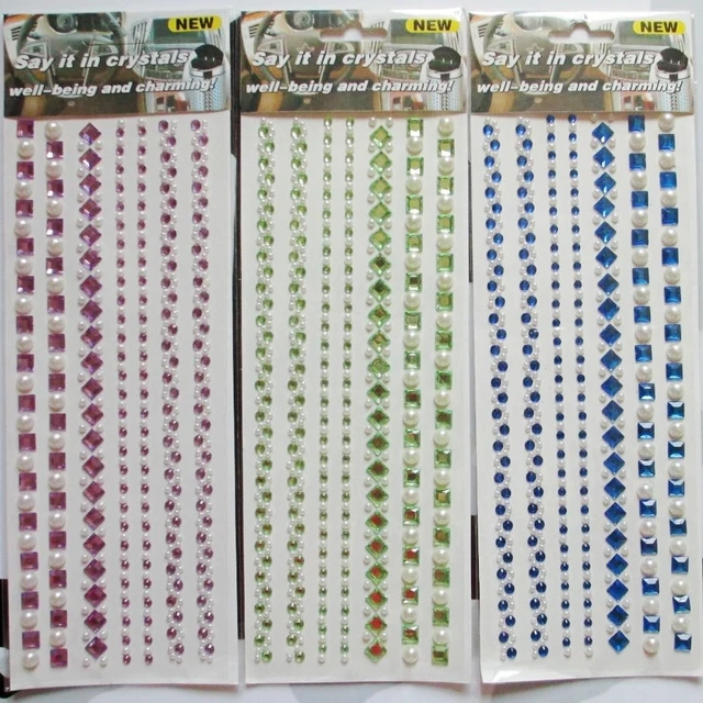 15 sheets rhinestone pearl stickers self adhesive square strip rhinestone stickers sheets