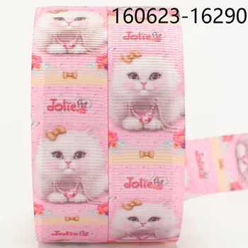 

NEW arrivals 50 yards pink cute Jolie pet cat pattern printed grosgrain ribbon free shipping