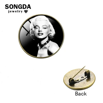 

SONGDA Brand Charm Marilyn Monroe Retro Poster Style Pin Brooch Badges Temperament Classic Movie Star Series Decorated Pins Gift