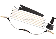 Longbowmaker Combination Set Traditional Mongolia Archery White Snakeskin Longbow Recurve Bow 6 Wood Arrows 20-60LBS C11QHB