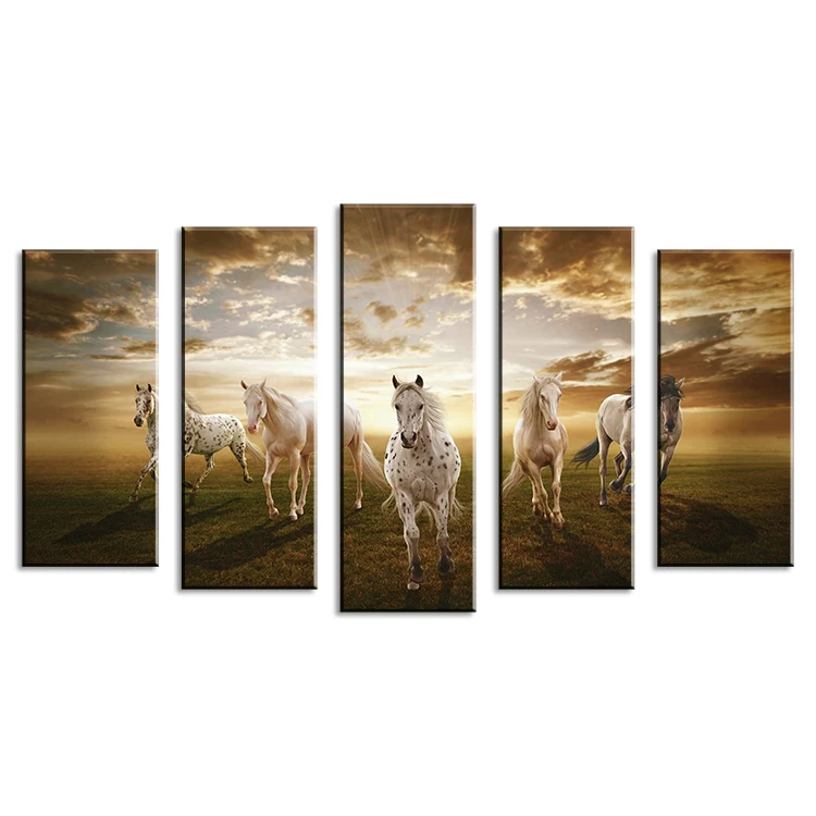 

5 piece Wall Paintings Home Decorative Modern horse Art combination Paintings for home creative idea decor No framed!