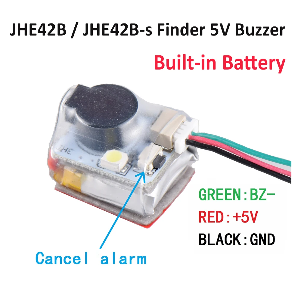 

JHE42B / JHE42B-s Finder 5V Super Loud Buzzer Tracker 110dB / 100DB with LED Buzzer Alarm For FPV Racing Drone Flight Controller