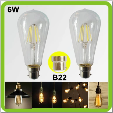 2 pack Edison retro bombillas 6 W led bombillas de vidrio 650LM ST64 ST19 LED lámparas vintage B22 bayoneta COB led bombilla de filamento bombilla led 2 pack Edison retro bombillas 6 W led bombillas de vidrio 650LM ST64 ST19 LED lámparas vintage B22 bayoneta COB led bombilla de filamento bombilla led
